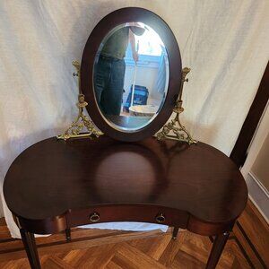 Bombay Company Kidney Shaped Vanity With Brass Candle Holders